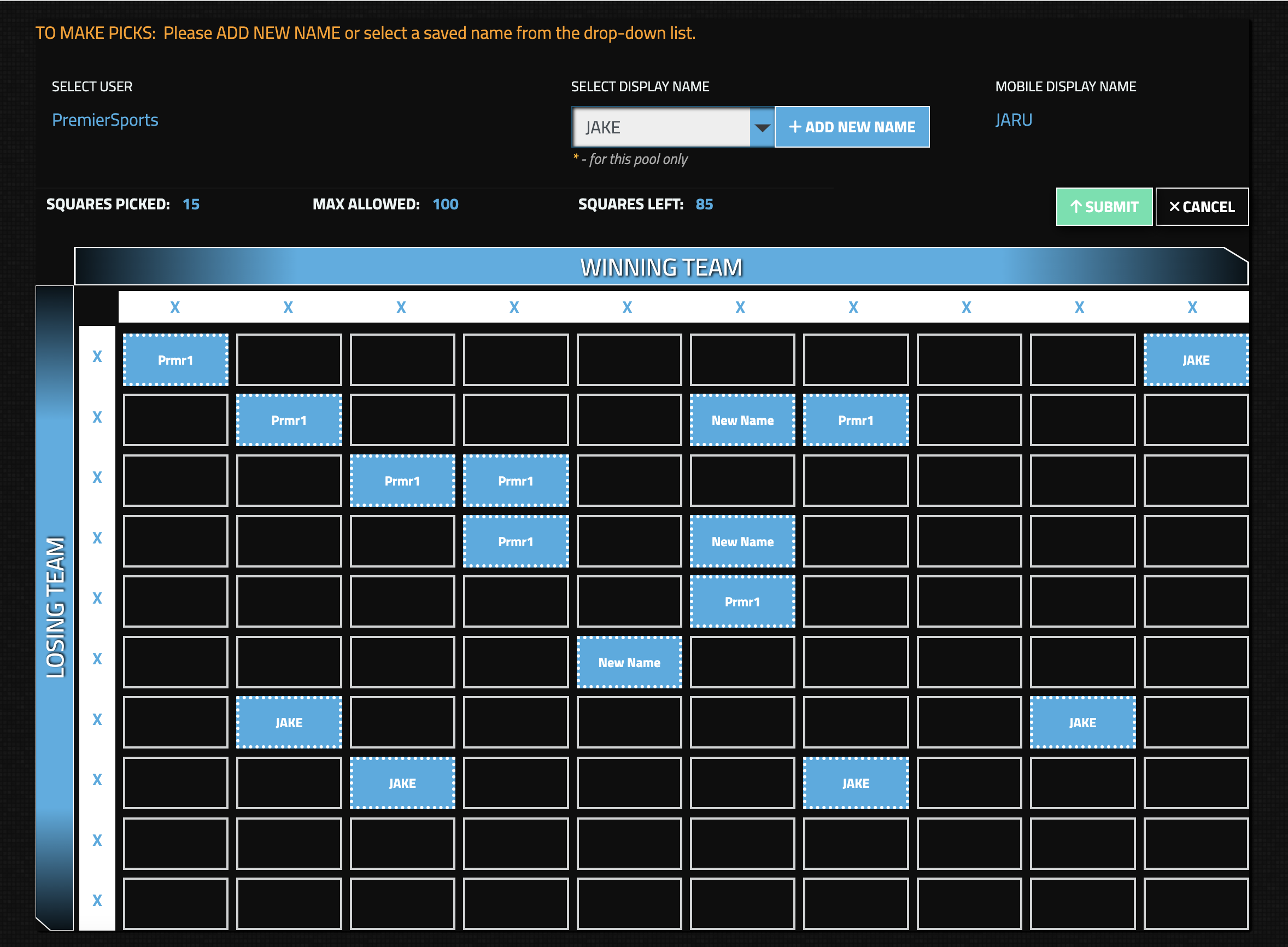 Make Picks and View Grid